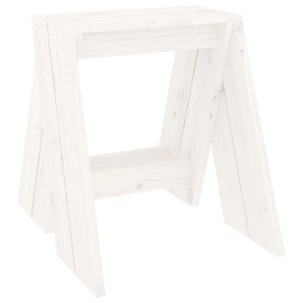 White Wooden Bar Stools Set of 2 Pine Kitchen Dining Room Seating No Backrest
