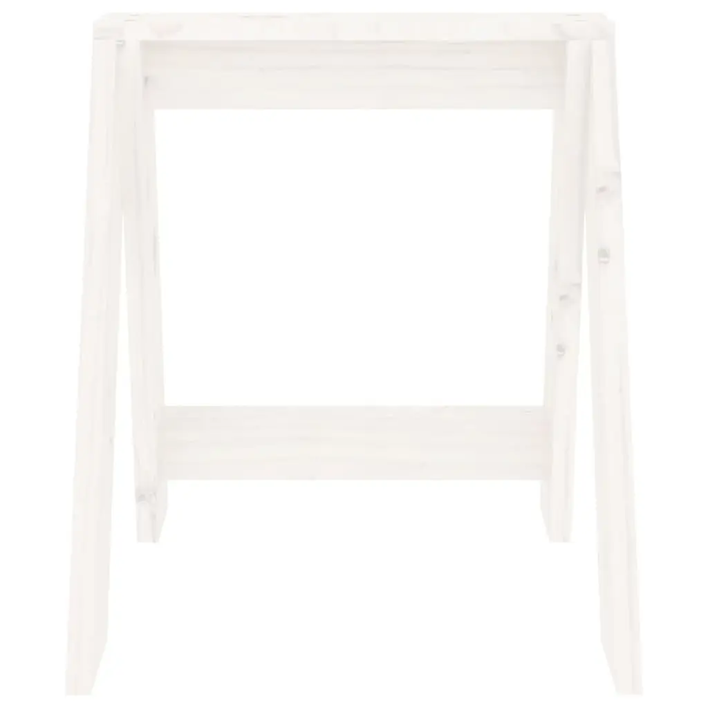 White Wooden Bar Stools Set of 2 Pine Kitchen Dining Room Seating No Backrest