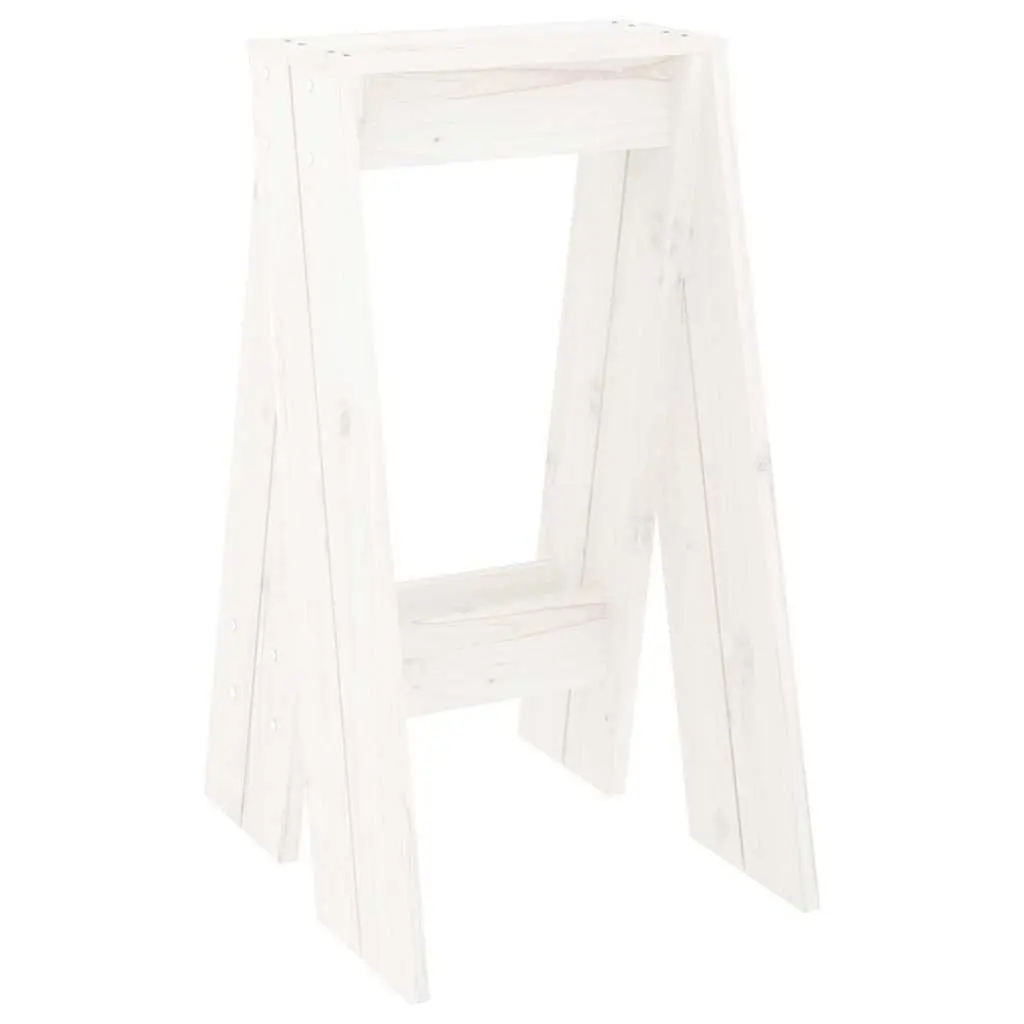 Wooden Stools Set of 2 Rustic White Bar Seating Kitchen Dining Room Furniture