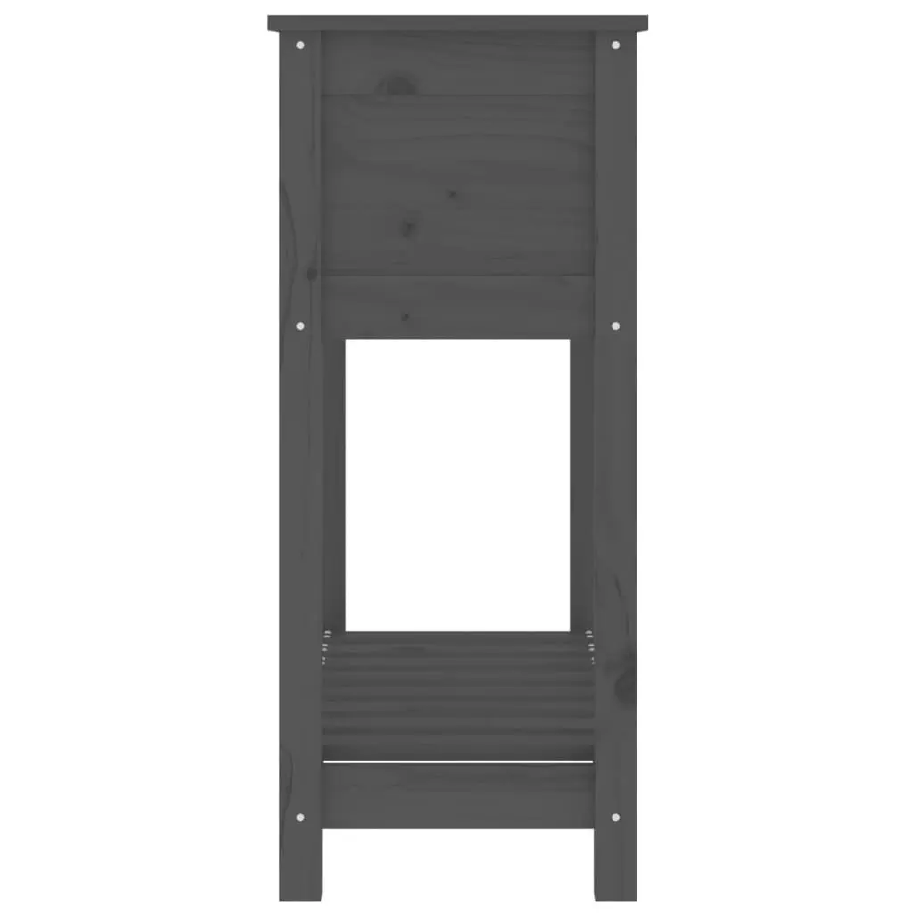 Wooden Garden Planter with Shelf Storage Grey Raised Bed Flower Box Pine