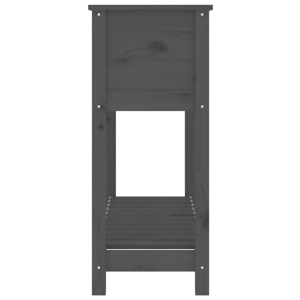 Wooden Garden Planter with Shelf Storage Grey Raised Flower Bed Pot