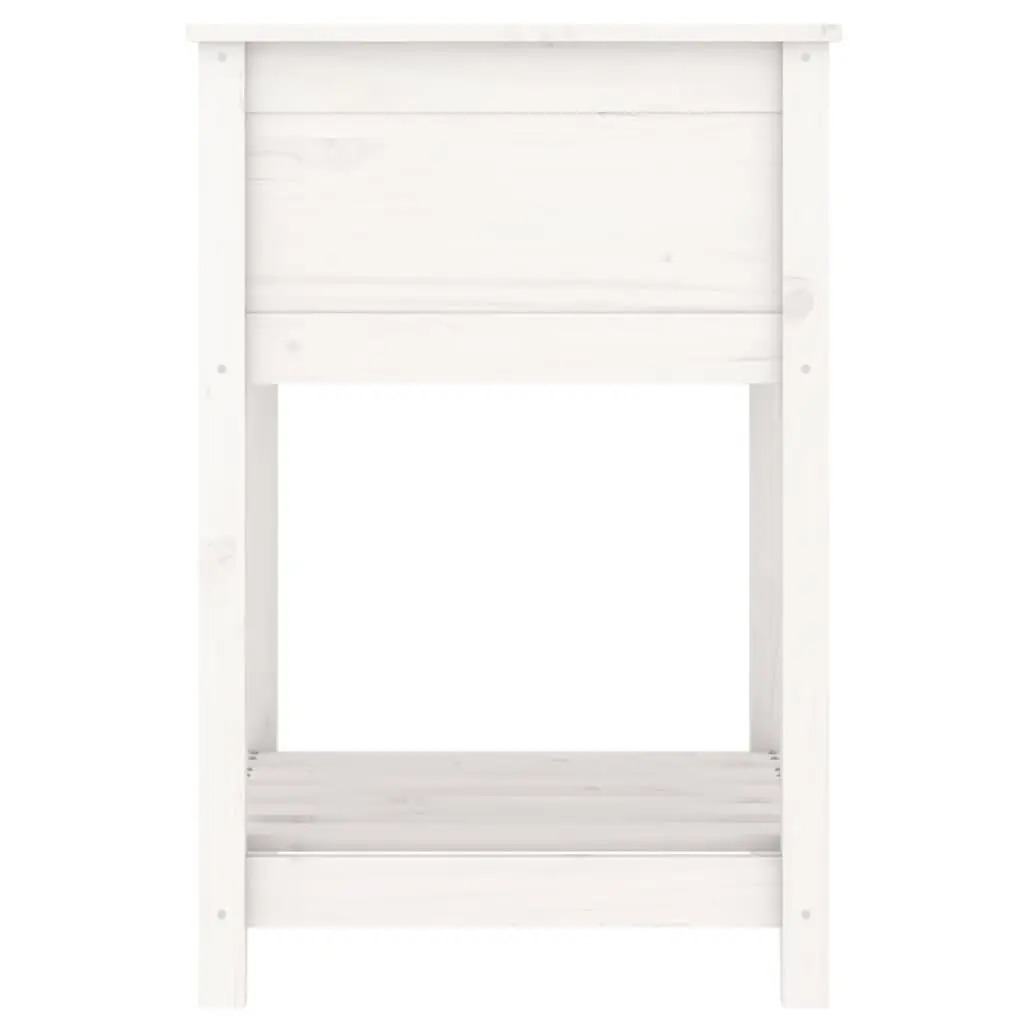 Wooden Planter with Shelf White 54x54x81cm Raised Flower Pot