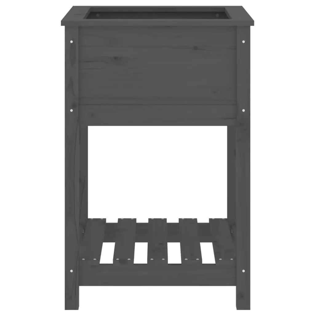 Wooden Planter with Shelf Grey Solid Pine 54 x 54 x 81 cm