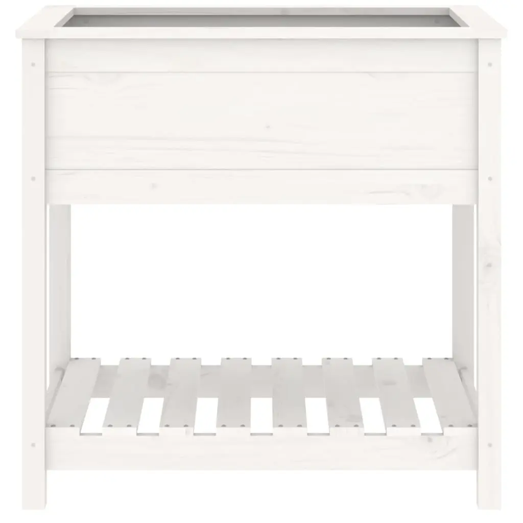 Wooden Planter with Shelf Raised Bed White Solid Pine 82.5 x 54 x 81 cm