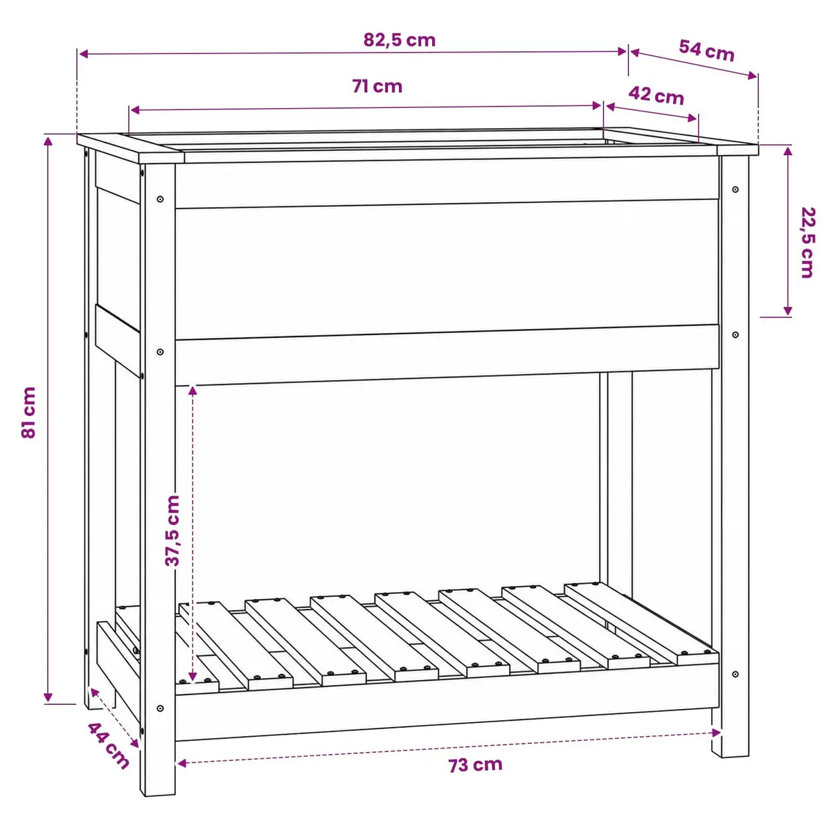 Wooden Planter with Shelf Raised Bed White Solid Pine 82.5 x 54 x 81 cm