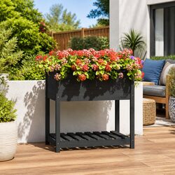 Friendly Wooden Planter Box with Shelf for Your Garden