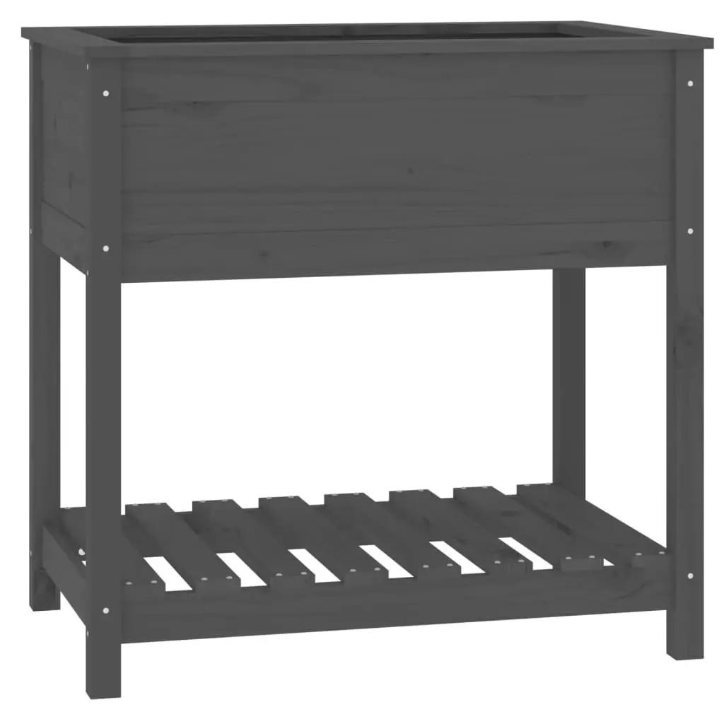 Wooden Planter Box with Shelf Grey Raised Herb Vegetable Pot 82.5 x 54 x 81 cm