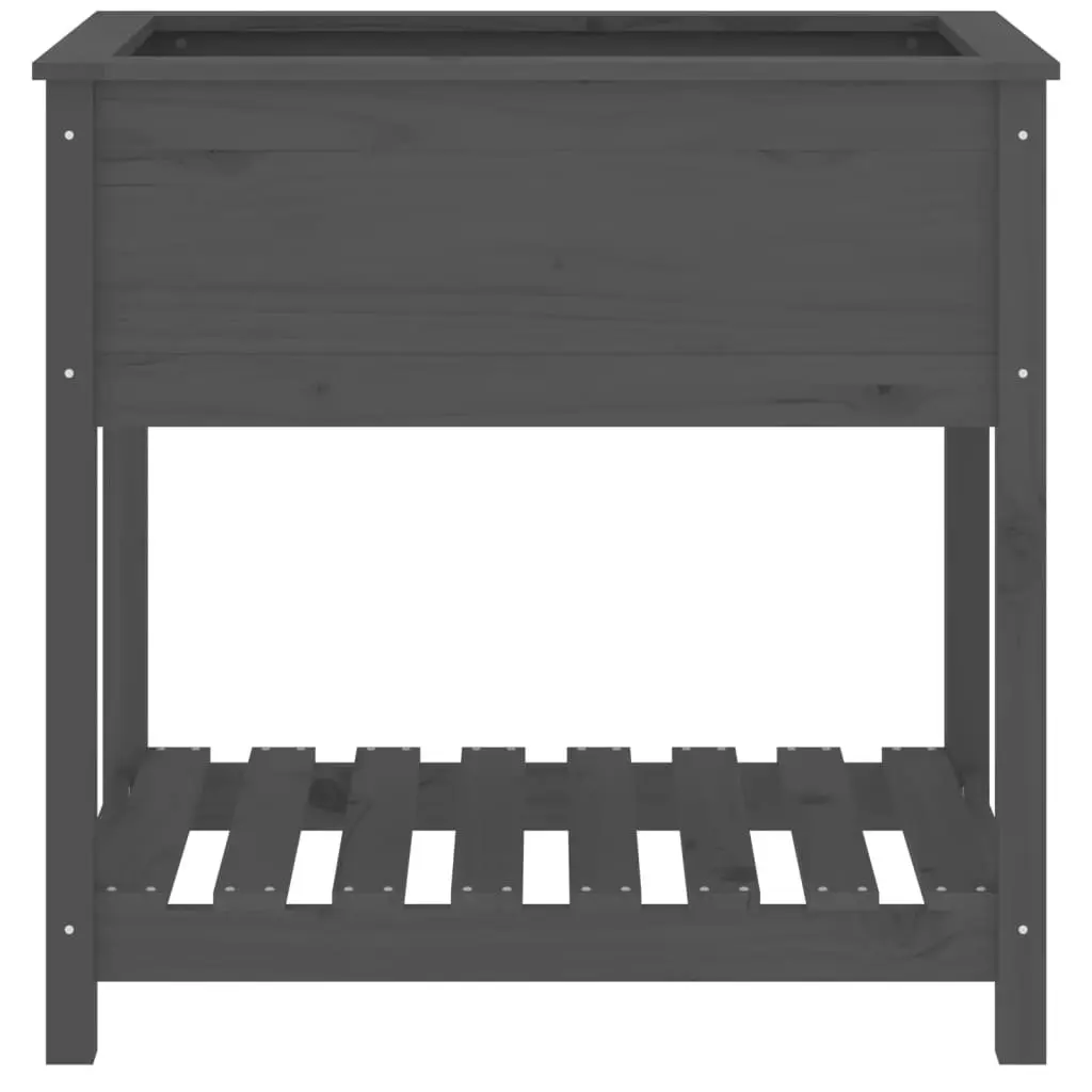 Wooden Planter Box with Shelf Grey Raised Herb Vegetable Pot 82.5 x 54 x 81 cm