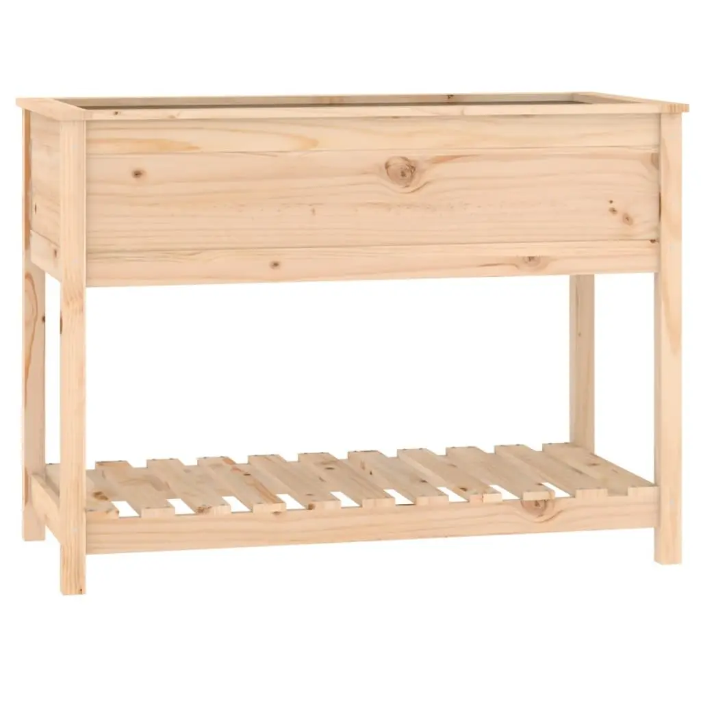 Wooden Planter with Shelf Solid Pine Raised Bed 111.5 x 54 x 81 cm
