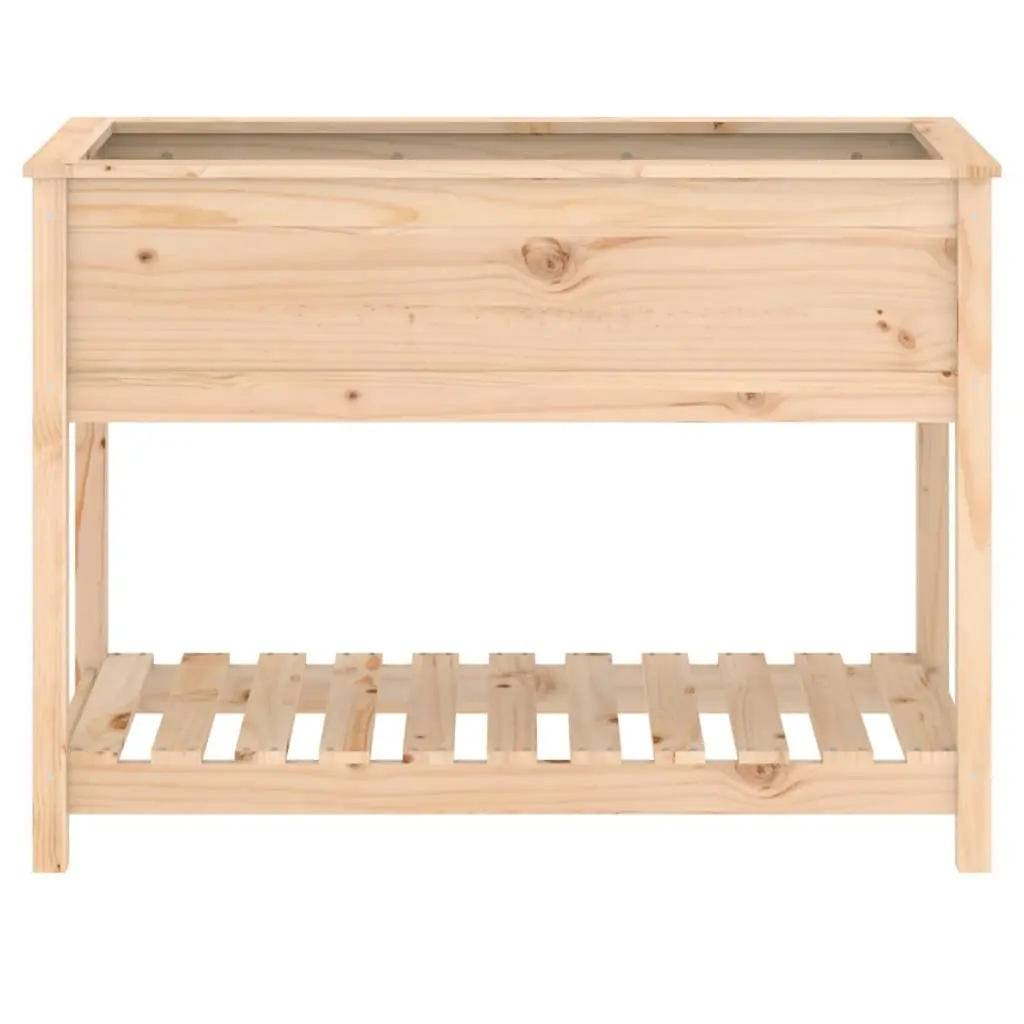 Wooden Planter with Shelf Solid Pine Raised Bed 111.5 x 54 x 81 cm