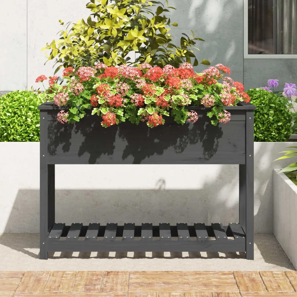 Wooden Planter Raised Ergonomic Grey 111.5cm W x 54cm D x 81cm H