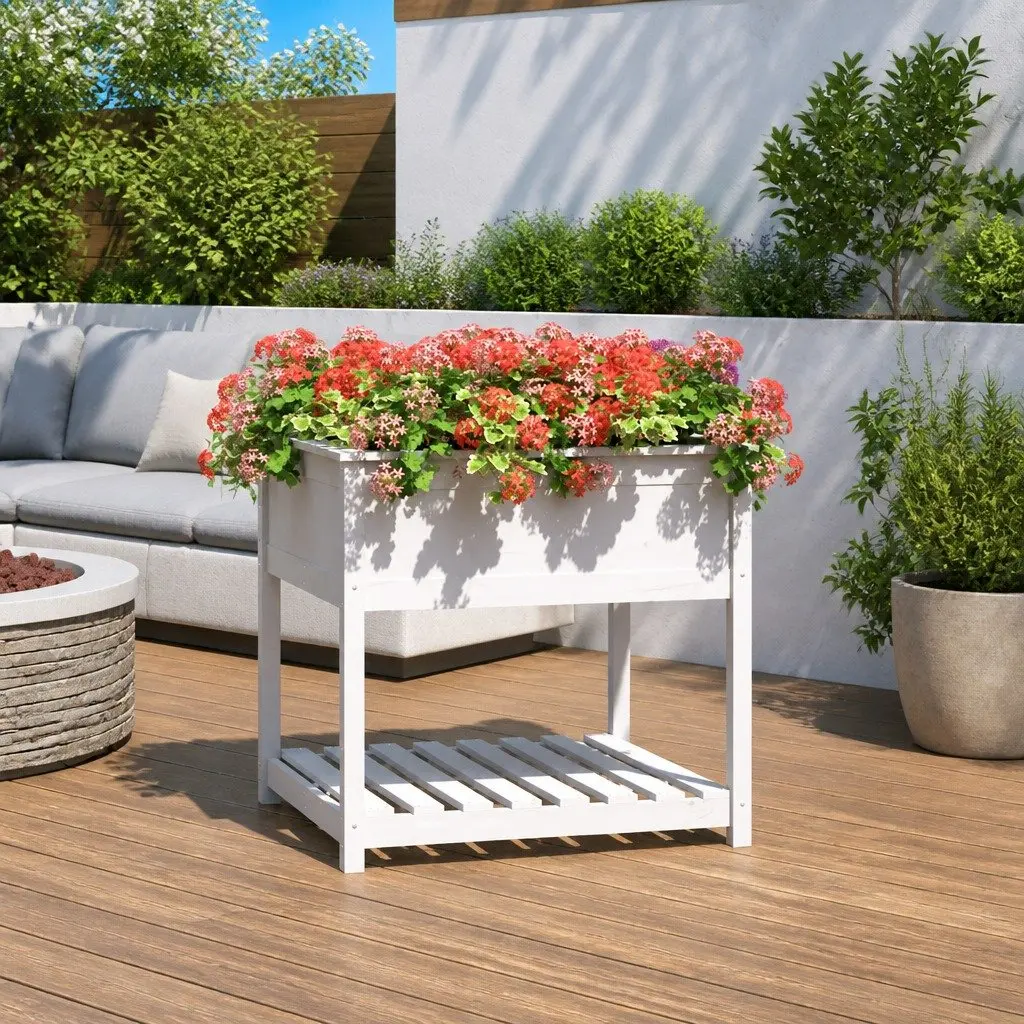 Wooden Planter with Shelf