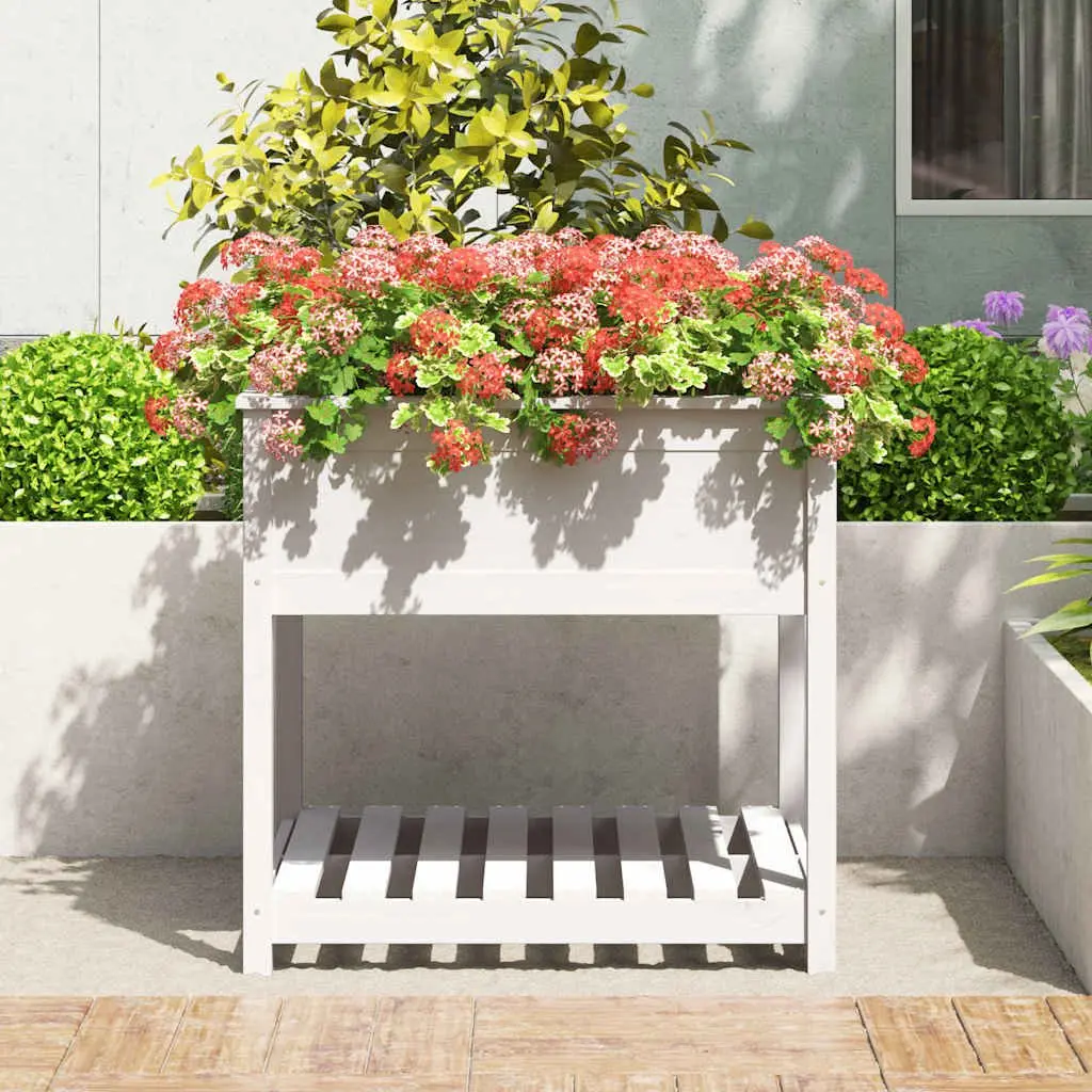 Wooden Planter with Shelf