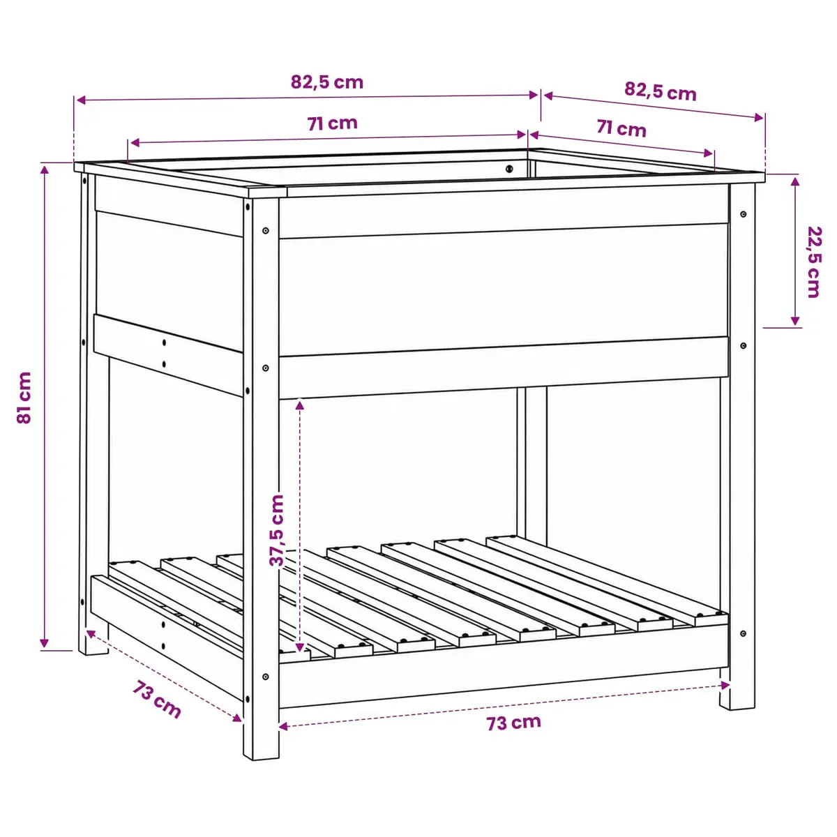 Wooden Planter with Shelf