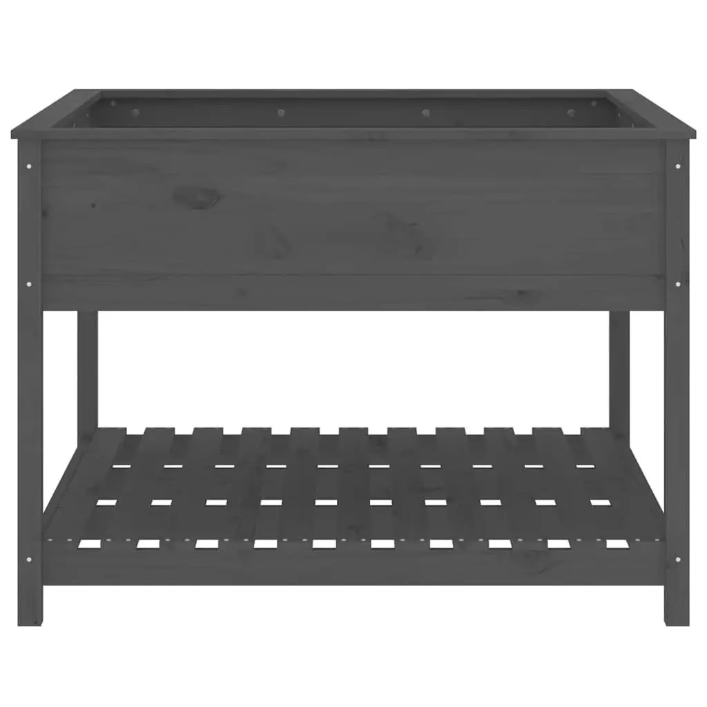 Wooden Garden Planter Raised Flower Box with Shelf Storage Grey 111.5 x 111.5 x 81 cm