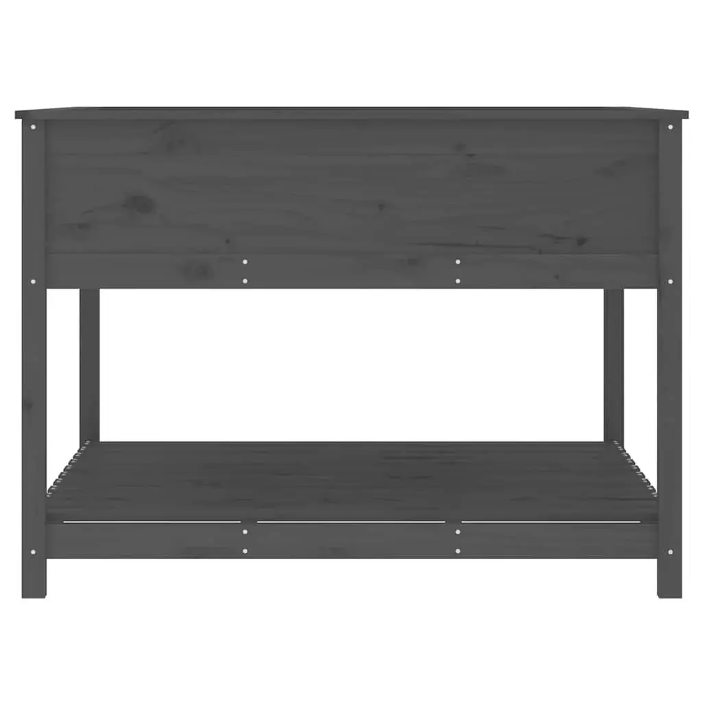 Wooden Garden Planter Raised Flower Box with Shelf Storage Grey 111.5 x 111.5 x 81 cm