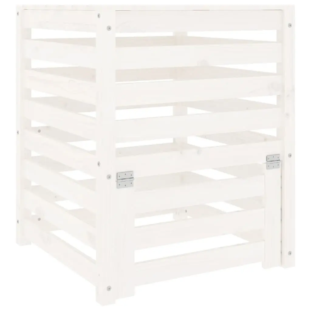 Solid Wood Pine Composter White 63.5x63.5x77.5 cm