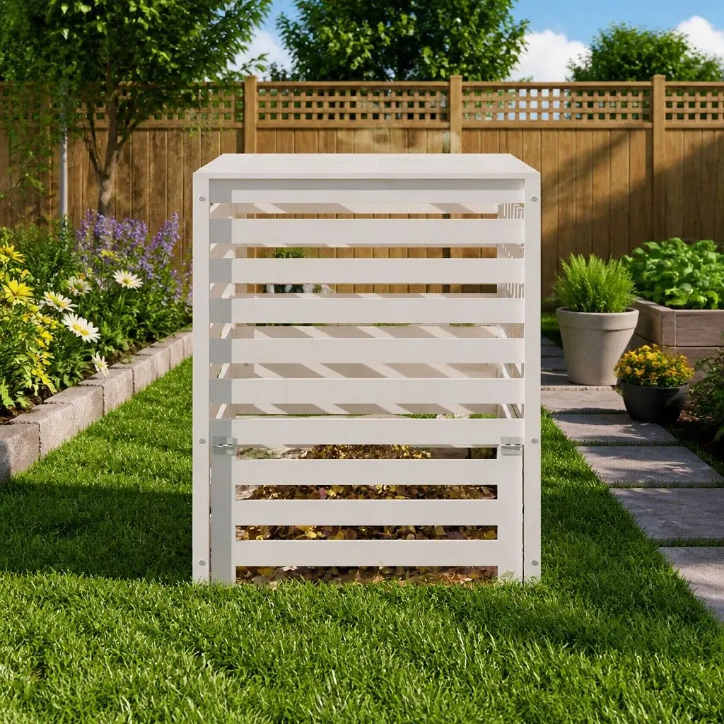 White Solid Pine Composter Bin 82.5x82.5x99.5cm