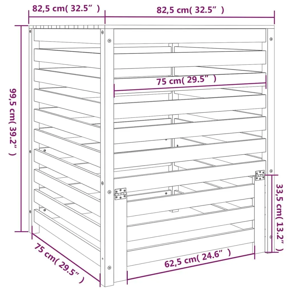White Solid Pine Composter Bin 82.5x82.5x99.5cm