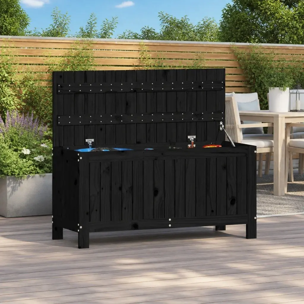Garden Storage Box Solid Pine Wood Black 108x42.5x54cm Outdoor Furniture