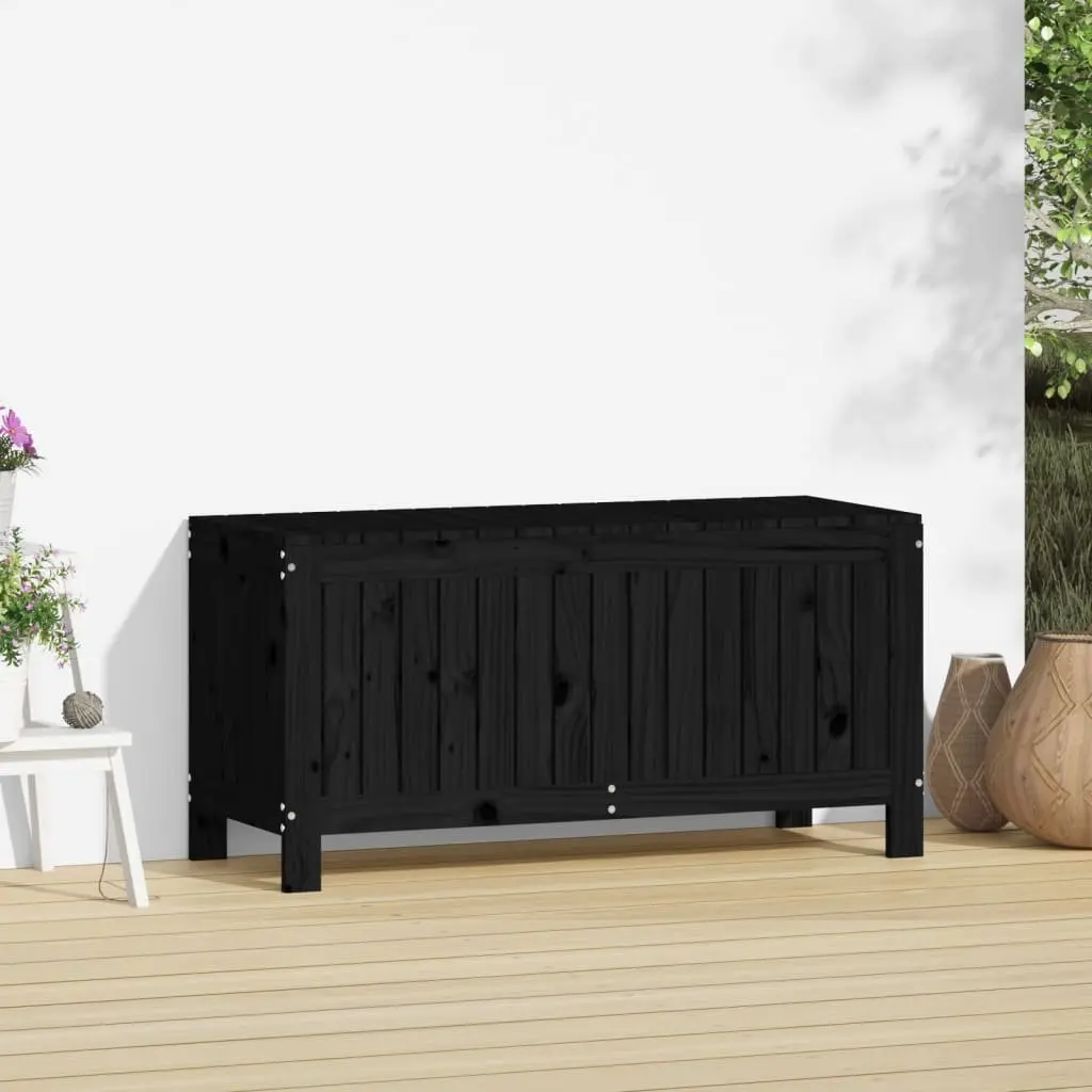 Garden Storage Box Solid Pine Wood Black 108x42.5x54cm Outdoor Furniture