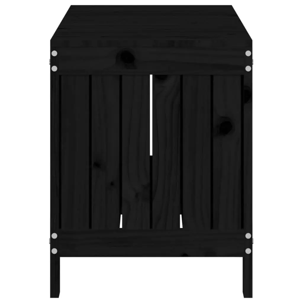 Garden Storage Box Solid Pine Wood Black 108x42.5x54cm Outdoor Furniture
