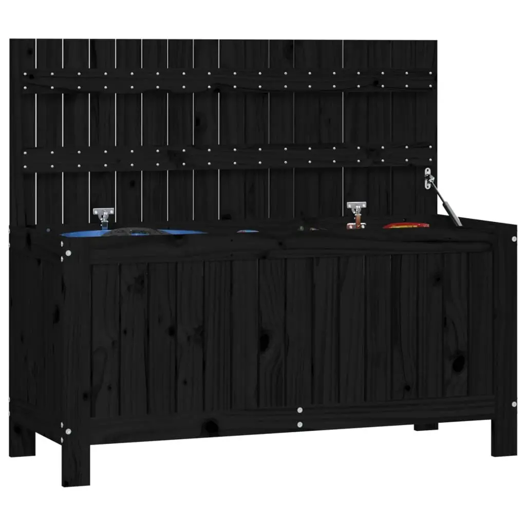 Garden Storage Box Solid Pine Wood Black 108x42.5x54cm Outdoor Furniture