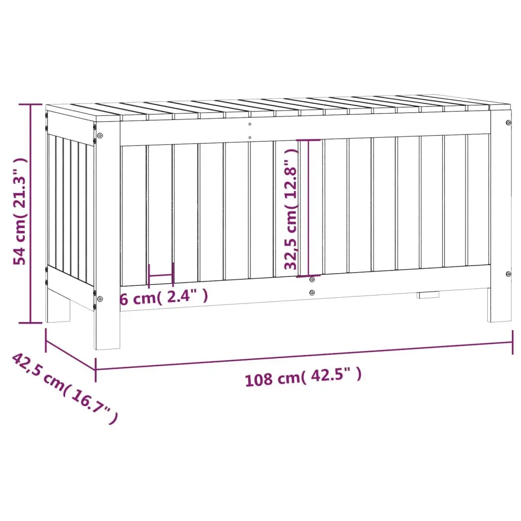 Garden Storage Box Solid Pine Wood Black 108x42.5x54cm Outdoor Furniture