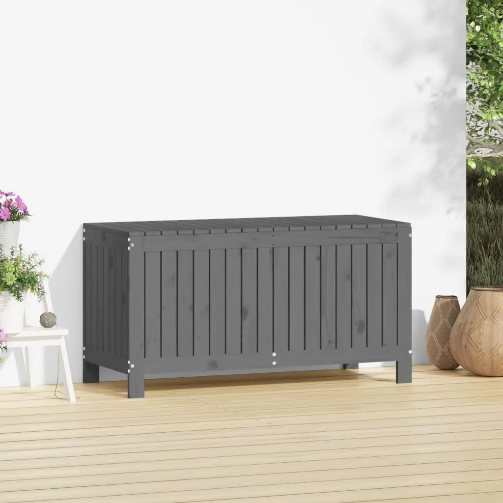 Garden Storage Box Grey Solid Wood Pine 115x49x60 cm Outdoor