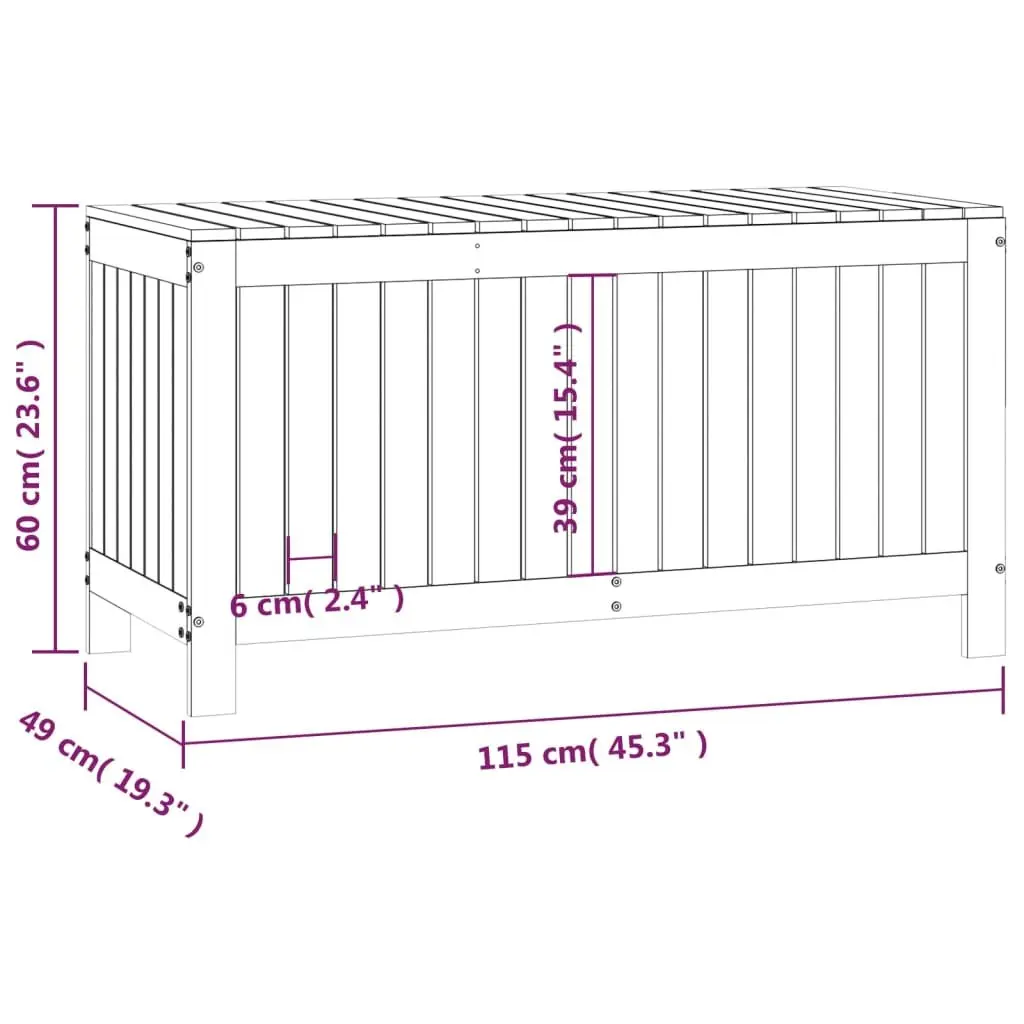 Garden Storage Box Grey Solid Wood Pine 115x49x60 cm Outdoor
