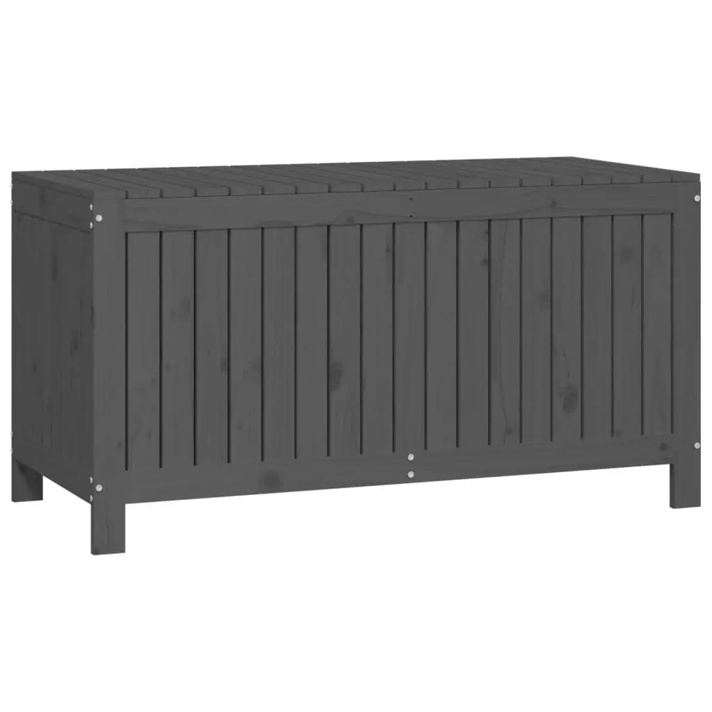 Garden Storage Box Grey Solid Pine Wood Hydraulic Gas Lift 121 x 55 x 64 cm