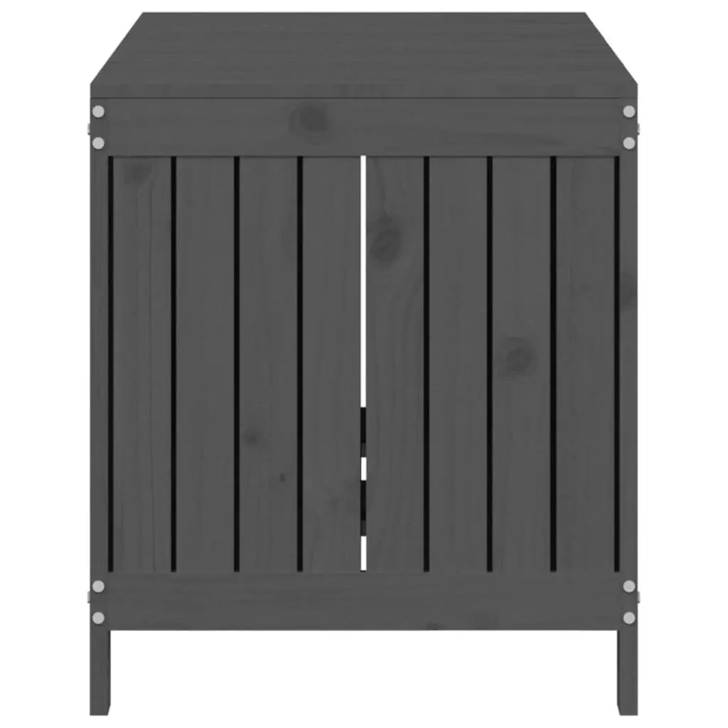 Garden Storage Box Grey Solid Pine Wood Hydraulic Gas Lift 121 x 55 x 64 cm