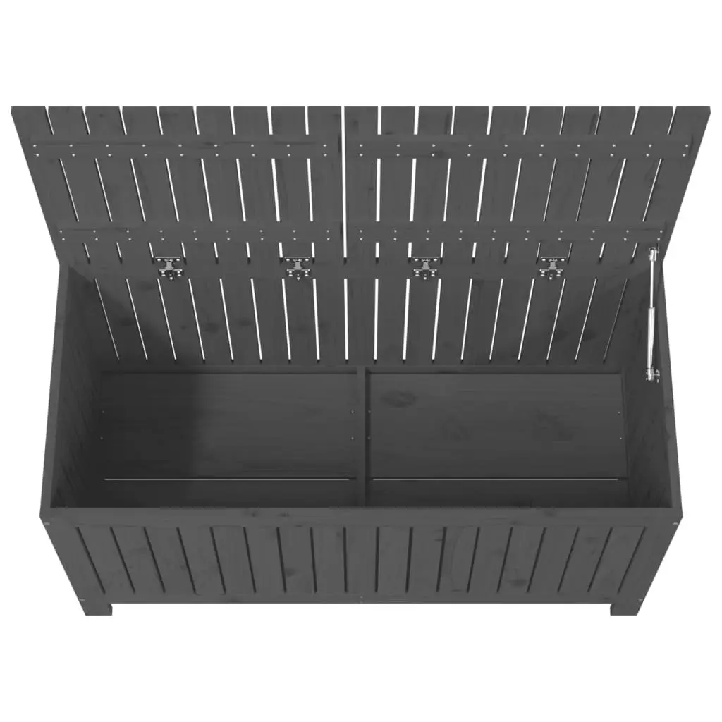 Garden Storage Box Grey Solid Pine Wood Hydraulic Gas Lift 121 x 55 x 64 cm