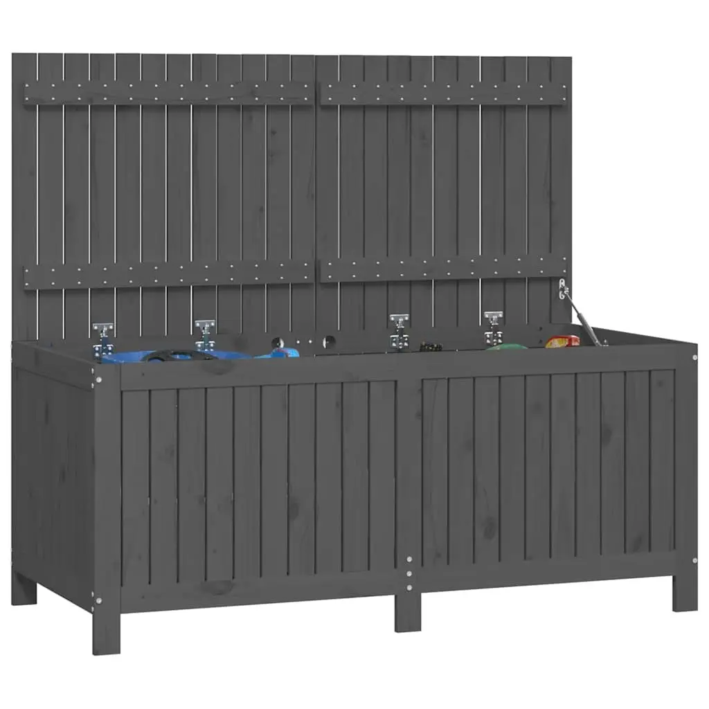Garden Storage Box Grey Solid Wood Pine Outdoor 147 x 68 x 64 cm
