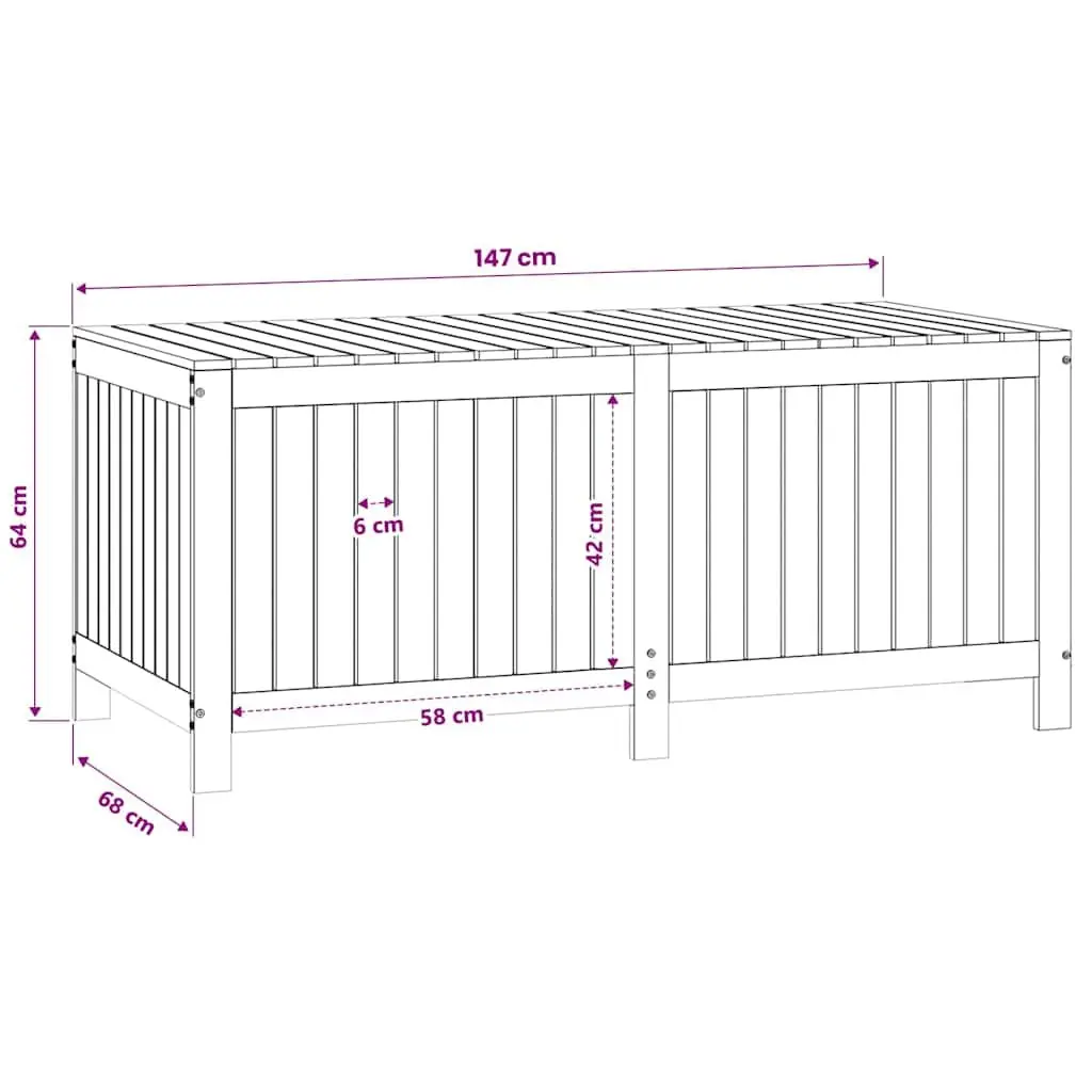 Garden Storage Box Grey Solid Wood Pine Outdoor 147 x 68 x 64 cm