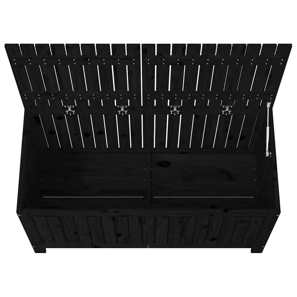 Garden Storage Box Black Wooden Outdoor Deck Tool Equipment Organizer Bench Seat