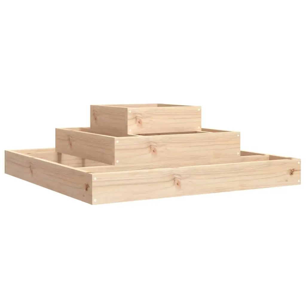 Wooden Planter Box 80x80x27cm 3-Tier Raised Garden Flower Pot Pine