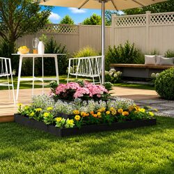 Wooden Planter Box Grey 110x110x27cm Solid Pine Raised Garden Bed 3-Tier