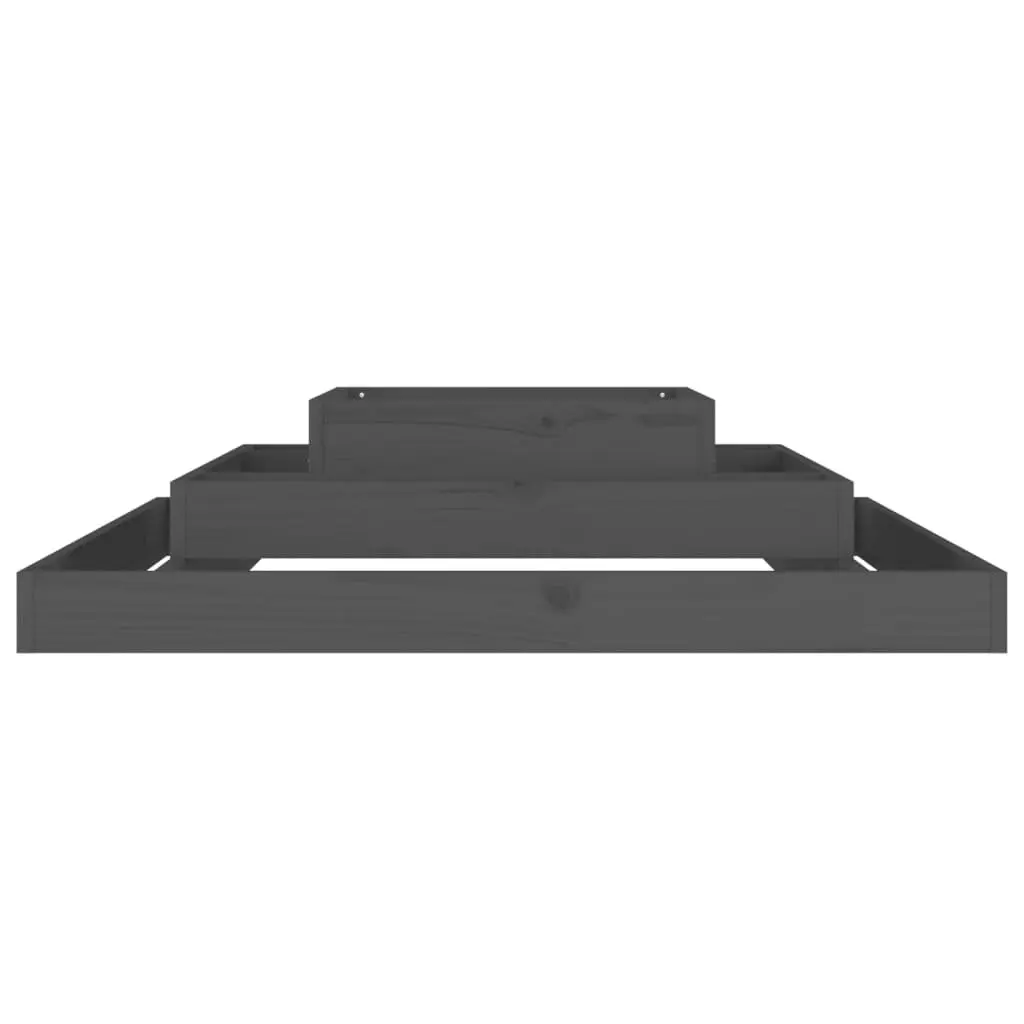 Wooden Planter Box Grey 110x110x27cm Solid Pine Raised Garden Bed 3-Tier