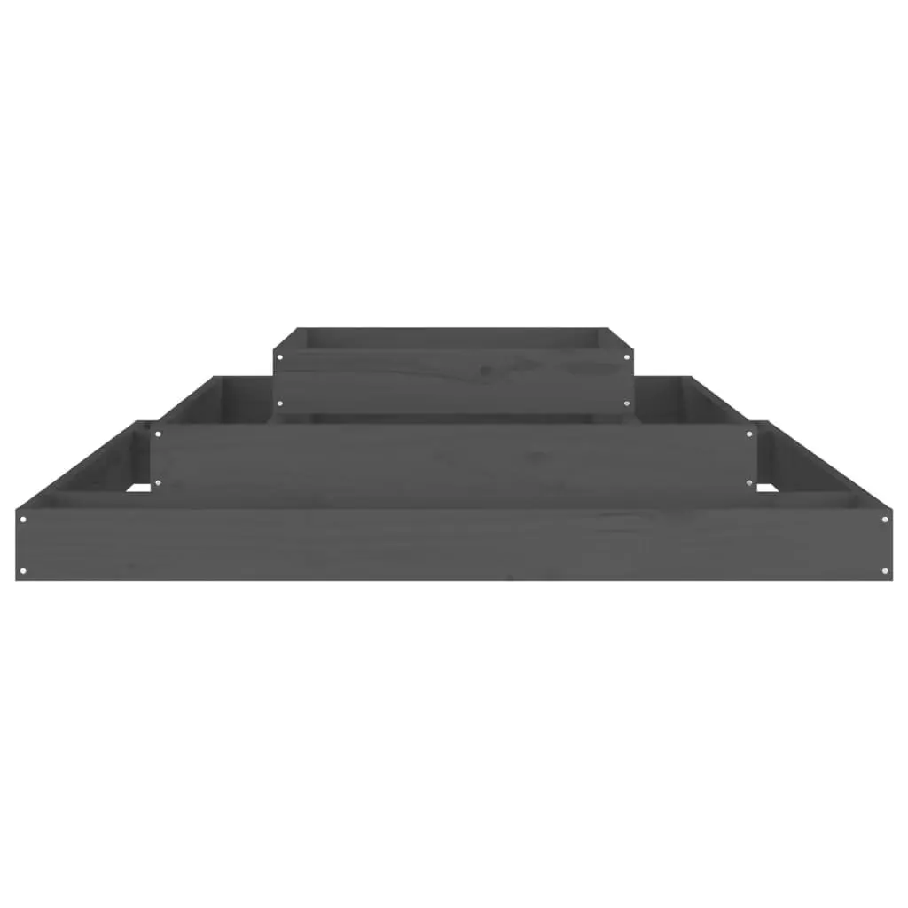Wooden Planter Box Grey 110x110x27cm Solid Pine Raised Garden Bed 3-Tier