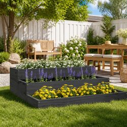 Friendly Grey Wooden Planter Box 78x78x27cm for You