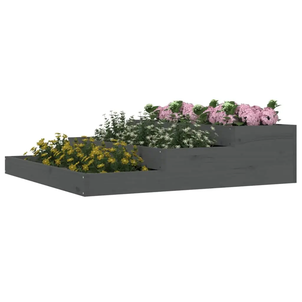 Wooden Planter Pot Grey Raised Bed Garden Flowers Plants Outdoor Container