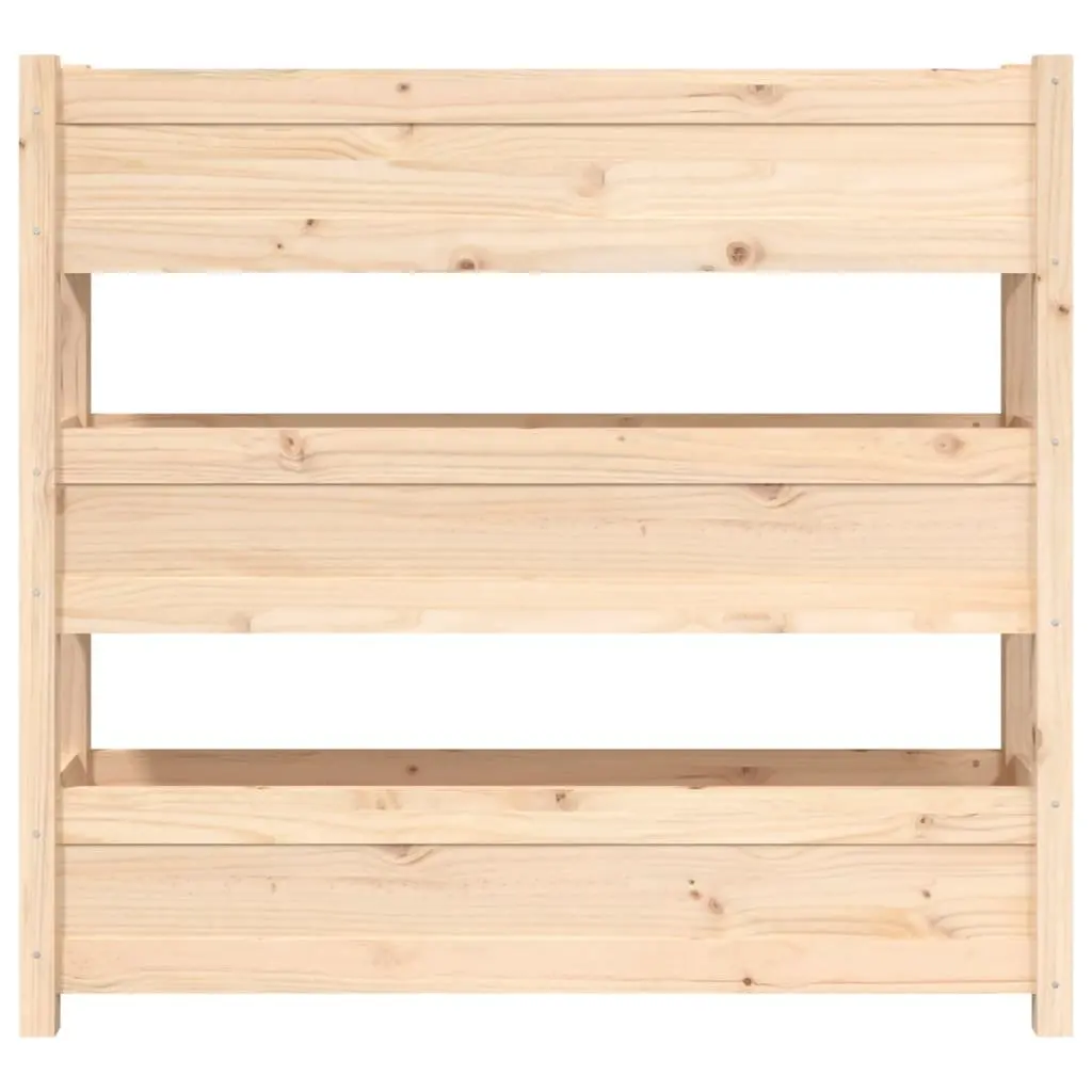 Wooden Garden Planter Raised Bed 112x25x104.5 cm Pine 3 Flower Boxes