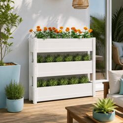 Get Creative with Your Own 3-Tier White Wooden Planter