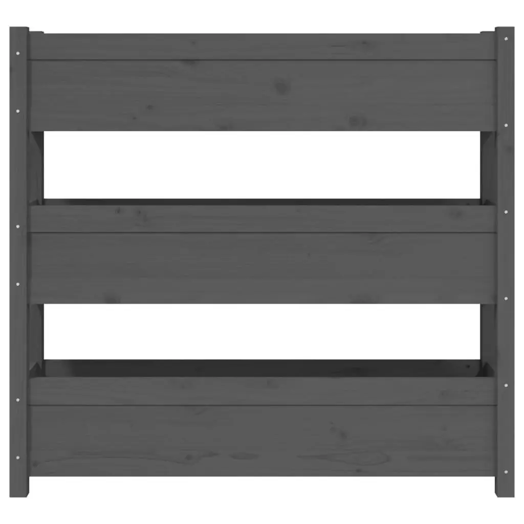 Wooden Planter Grey Raised Garden Bed 3 Flower Boxes Solid Pine 112 x 25 x 104.5 cm