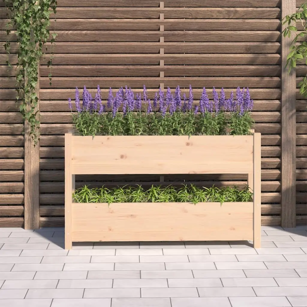 Wooden Planter Box Solid Pine 112x25x66 cm Raised Bed for Flower Vegetable Garden