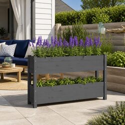Friendly Grey Wooden Planter Box for Your Gardening Needs