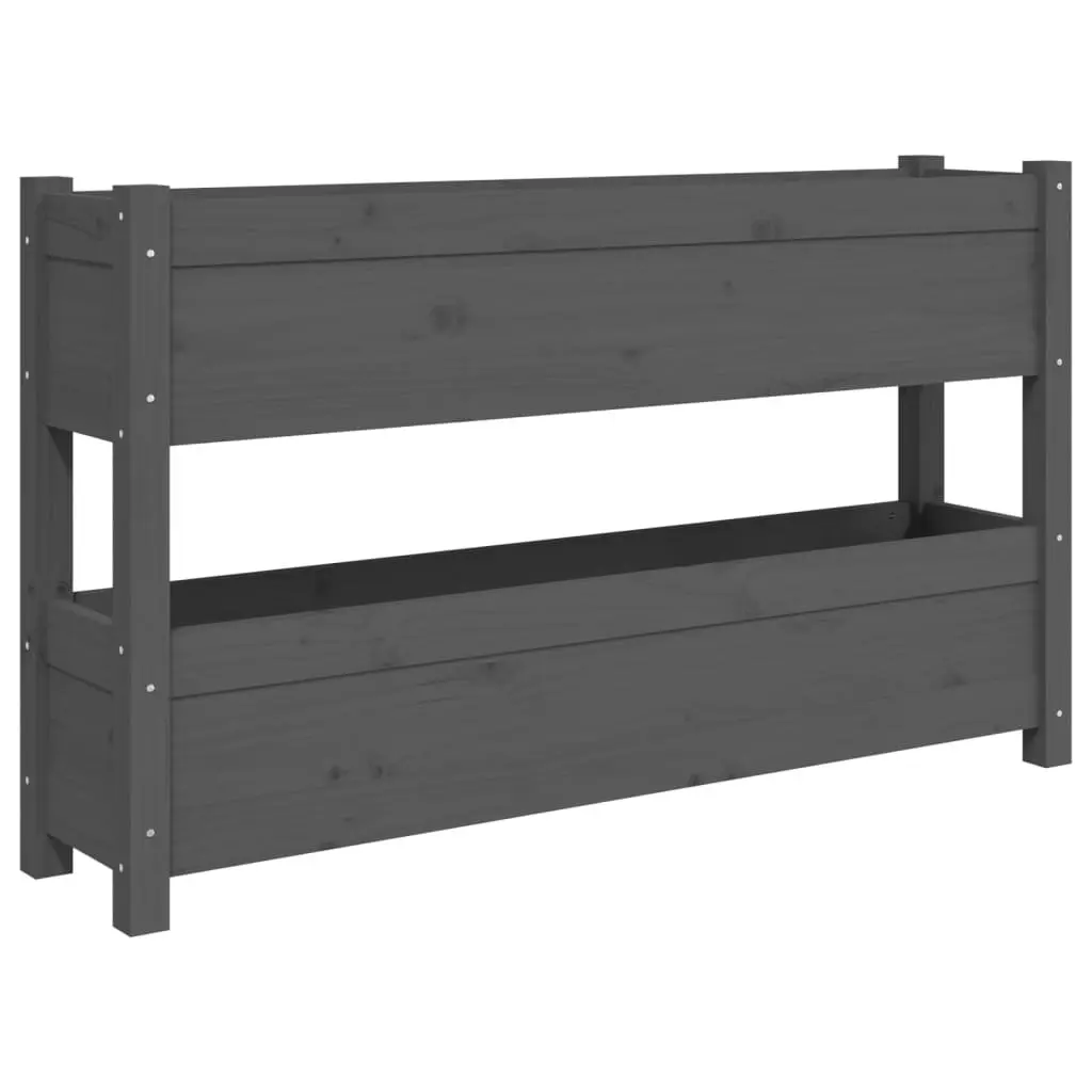 Wooden Planter Box Grey Two Flower Boxes 112x25x66 cm