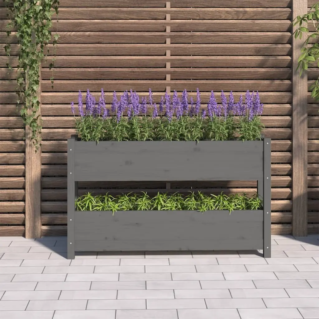 Wooden Planter Box Grey Two Flower Boxes 112x25x66 cm