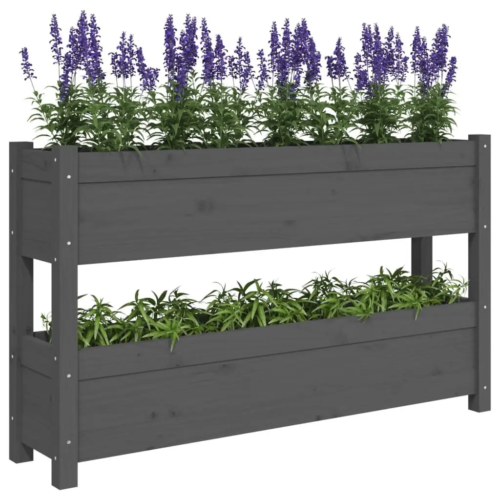 Wooden Planter Box Grey Two Flower Boxes 112x25x66 cm